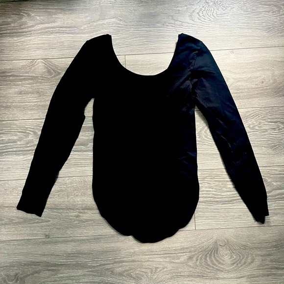 SPANX Black Long Sleeves Scoop Neck Fitted Classic Basic Bodysuit Size L Casual - Picture 1 of 5